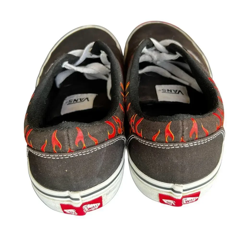 VANS Doheny Flames Fire Black canvas Y2K SK8 skate Streetwear youth size 6
